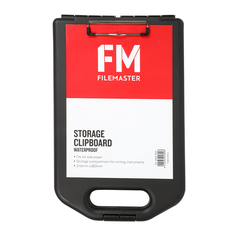FM Clipboard A4 Storage Weatherproof Black - Cafe Supply