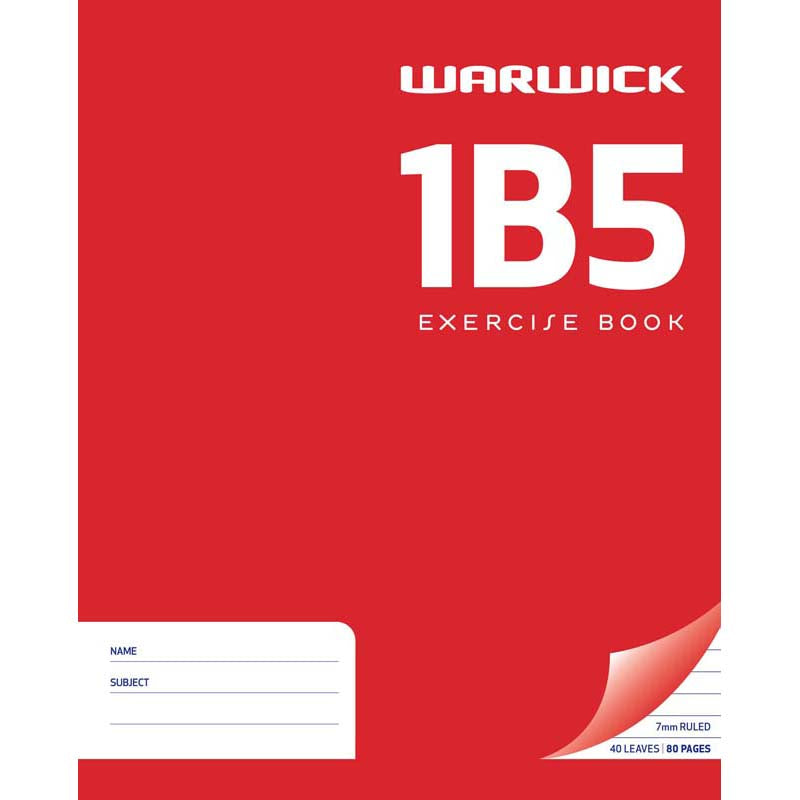 Warwick Exercise Book 1B5 40 Leaf Ruled 7mm 255x205mm - Cafe Supply