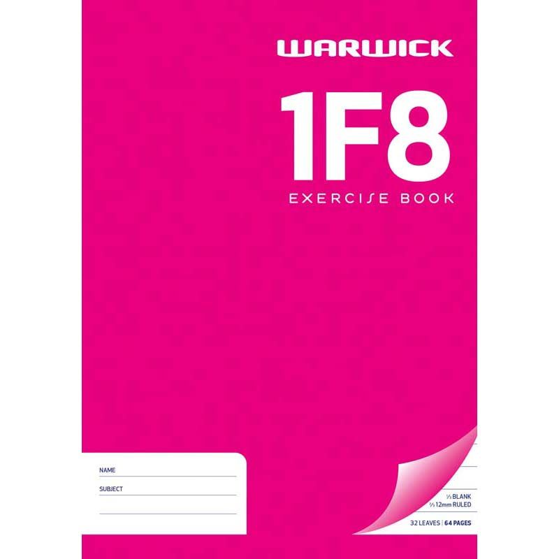Warwick Exercise Book 1F8 12mm 1/3 Unruled 2/3 Ruled 32 Leaf A4 - Cafe Supply