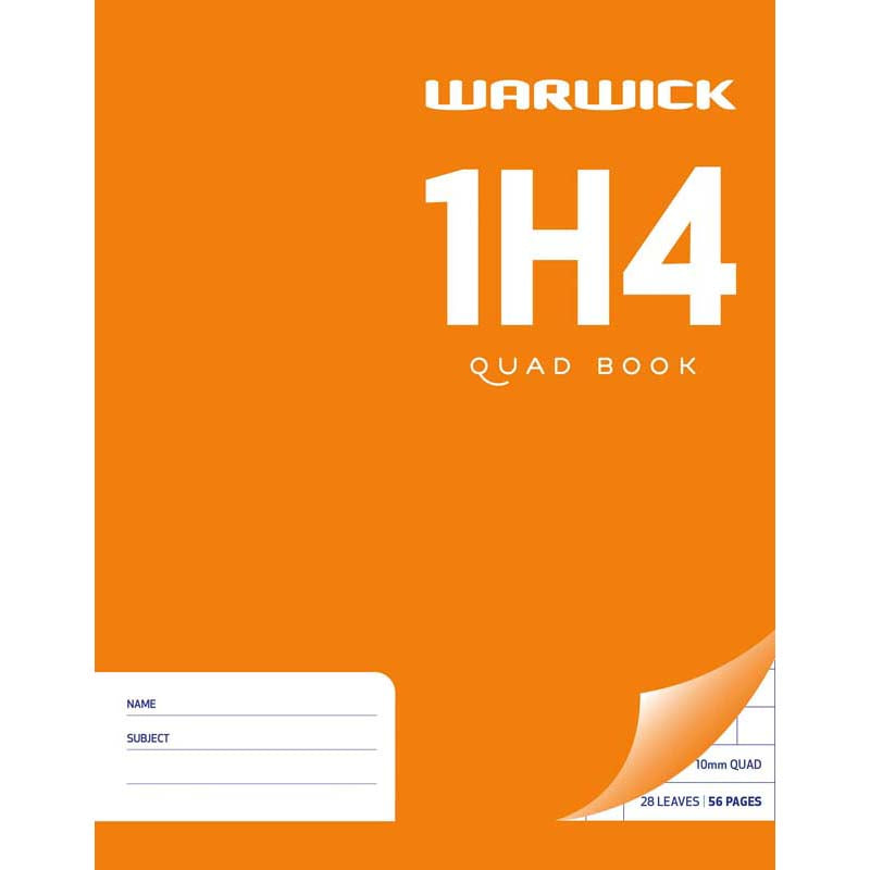 Warwick Exercise Book 1H4 28 Leaf Quad 10mm 230x180mm - Cafe Supply