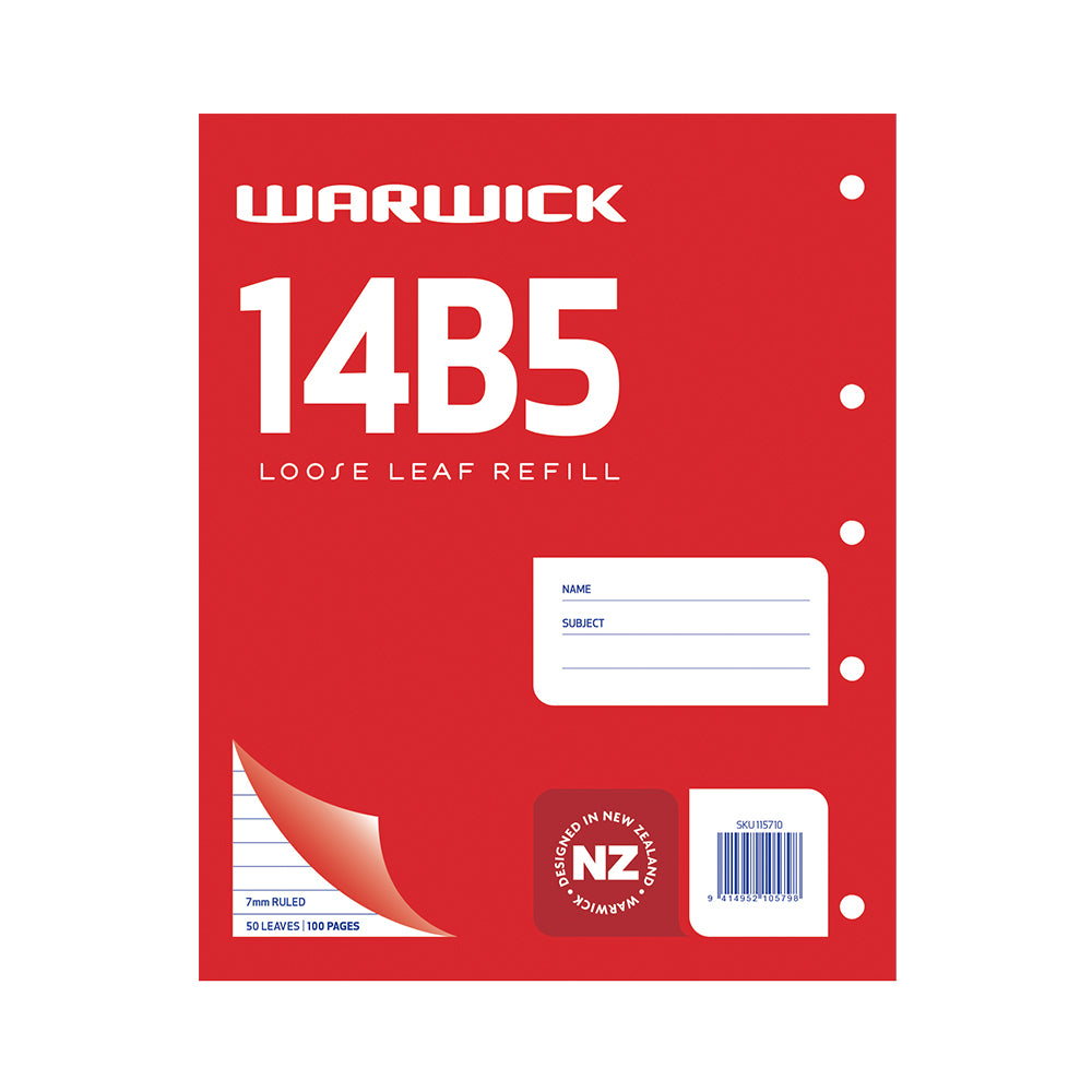 Warwick Refill 14B5 Loose Leaf 50 Leaf Ruled 7mm 255x205mm - Cafe Supply