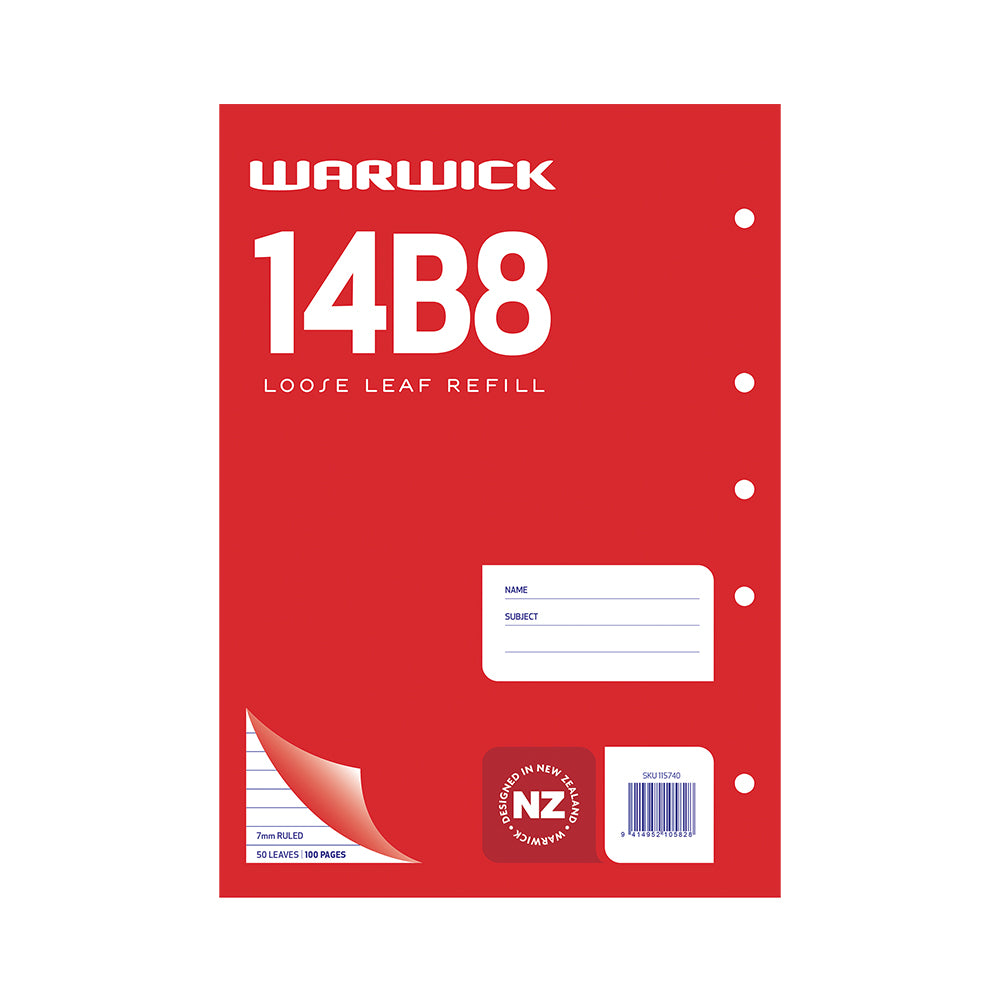 Warwick Refill 14B8 Loose Leaf 50 Leaf A4 Ruled 7mm - Cafe Supply