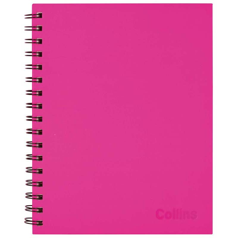 Collins Notebook Wiro 225x175 Shocking Pink 100 Leaf Side Opening - Cafe Supply