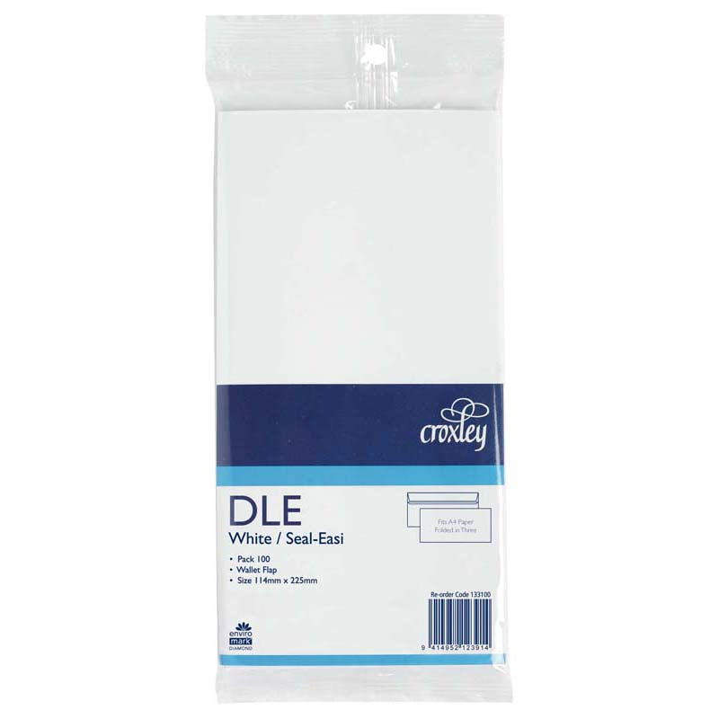 Croxley Envelope DLE Seal Easi 100 Pack - Cafe Supply