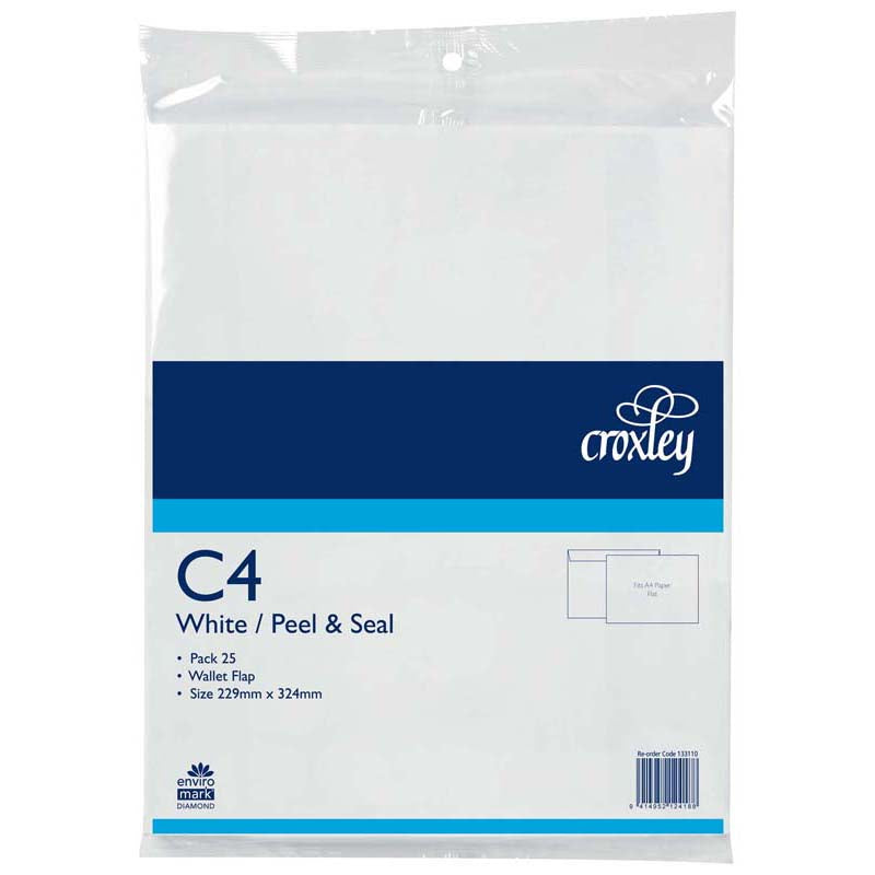 Croxley Envelope C4 Peel And Seal Wallet Flap 25 Pack - Cafe Supply