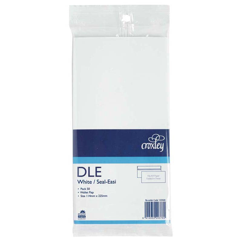 Croxley Envelope DLE Seal Easi 50 Pack - Cafe Supply