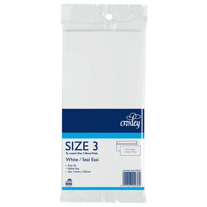 Croxley Envelope Size 3 Seal Easi Bond 114x225mm 20 Pack - Cafe Supply