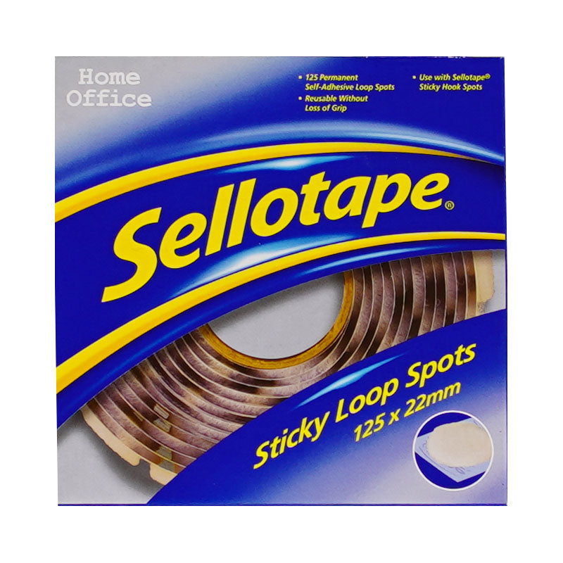 Sellotape Sticky Loop Spots Permanent 22mm 125 Pack - Cafe Supply