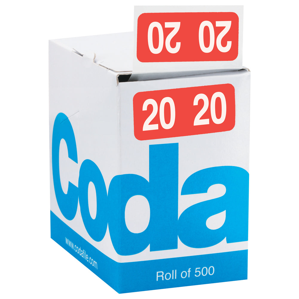 Codafile Label 19mm Year 2020 Roll 500 - Cafe Supply