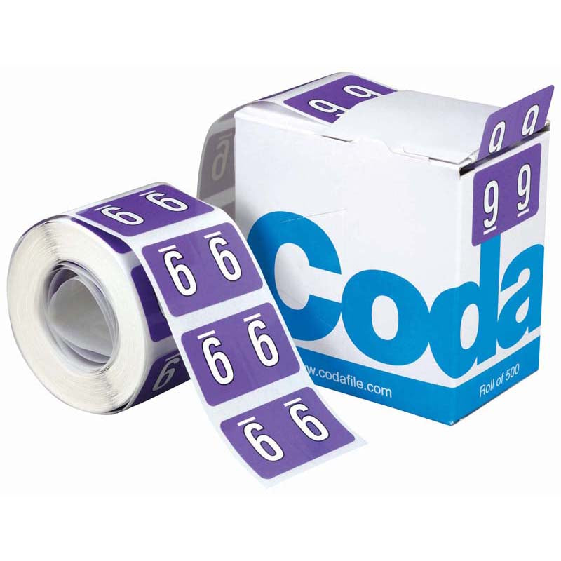 Codafile Label Numeric 9 25mm Roll 500 - Cafe Supply