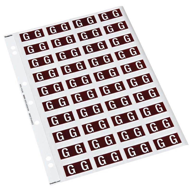 Codafile Label Alpha G 25mm Pack 5 Sheets - Cafe Supply