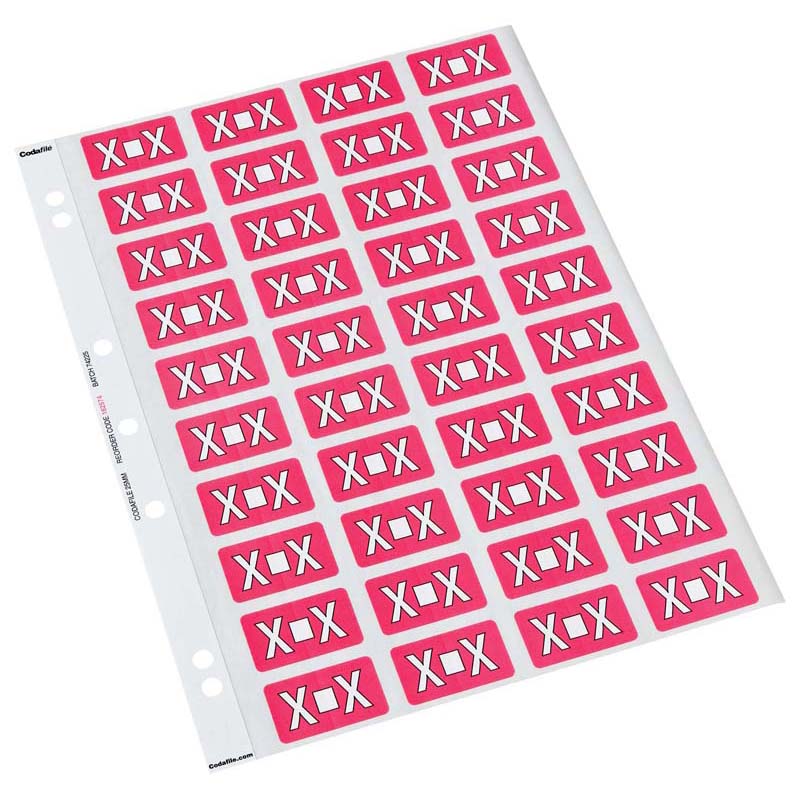 Codafile Label Alpha X 25mm Pack 5 Sheets - Cafe Supply