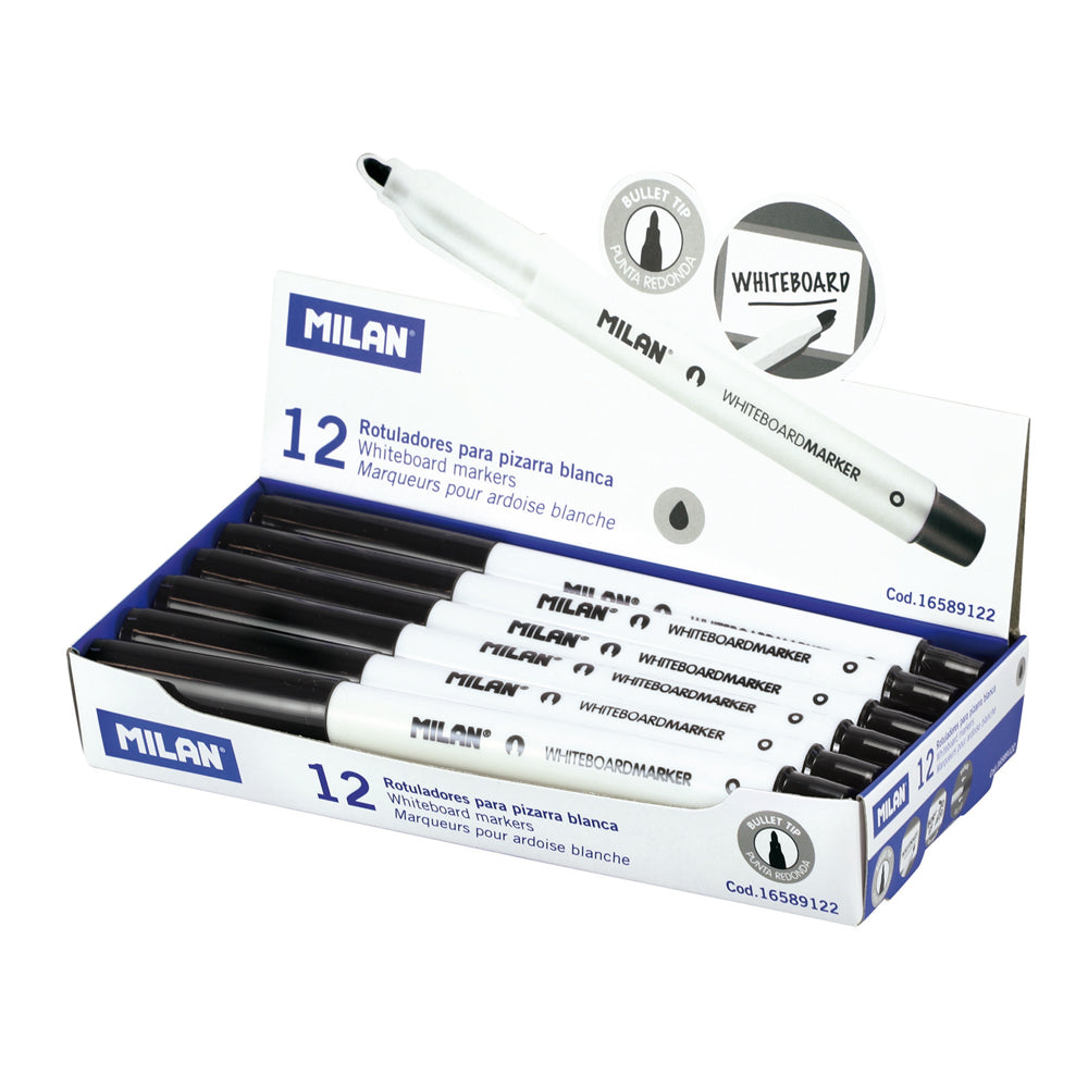 Milan Whiteboard Marker Fine Bullet Tip 3.7mm Black - Cafe Supply