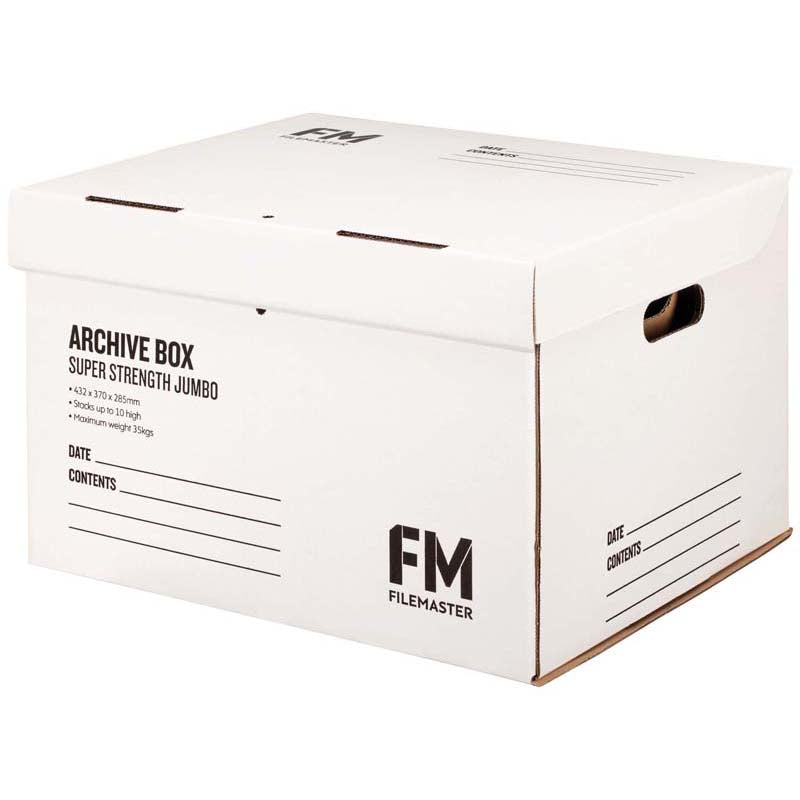 FM Box Archive Jumbo Box Super Strength White 432W x 370D x 285H Inside Measure - Cafe Supply