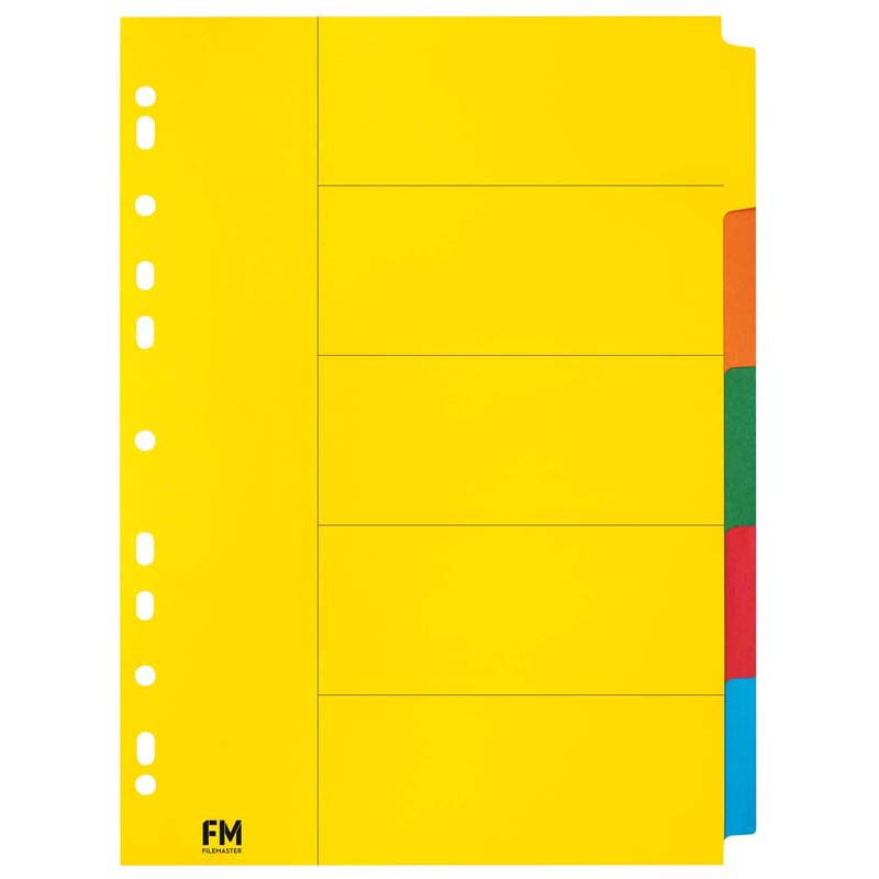 FM Indices A4 5 Tab Coloured Cardboard - Cafe Supply