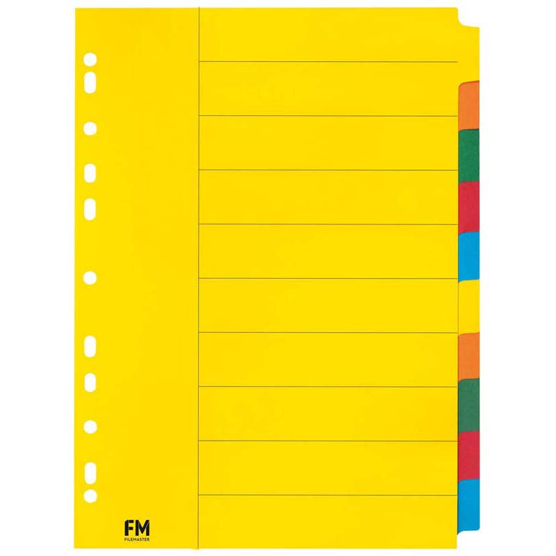 FM Indices A4 10 Tab Coloured Cardboard - Cafe Supply