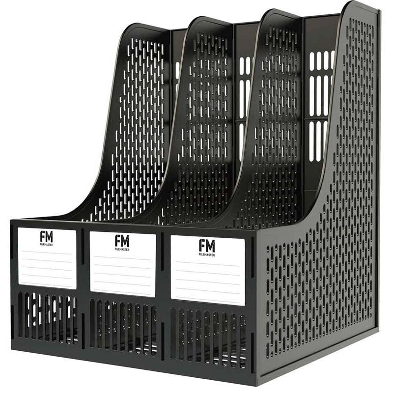 FM Magazine Holder Document 3 Grid Black Plastic - Cafe Supply