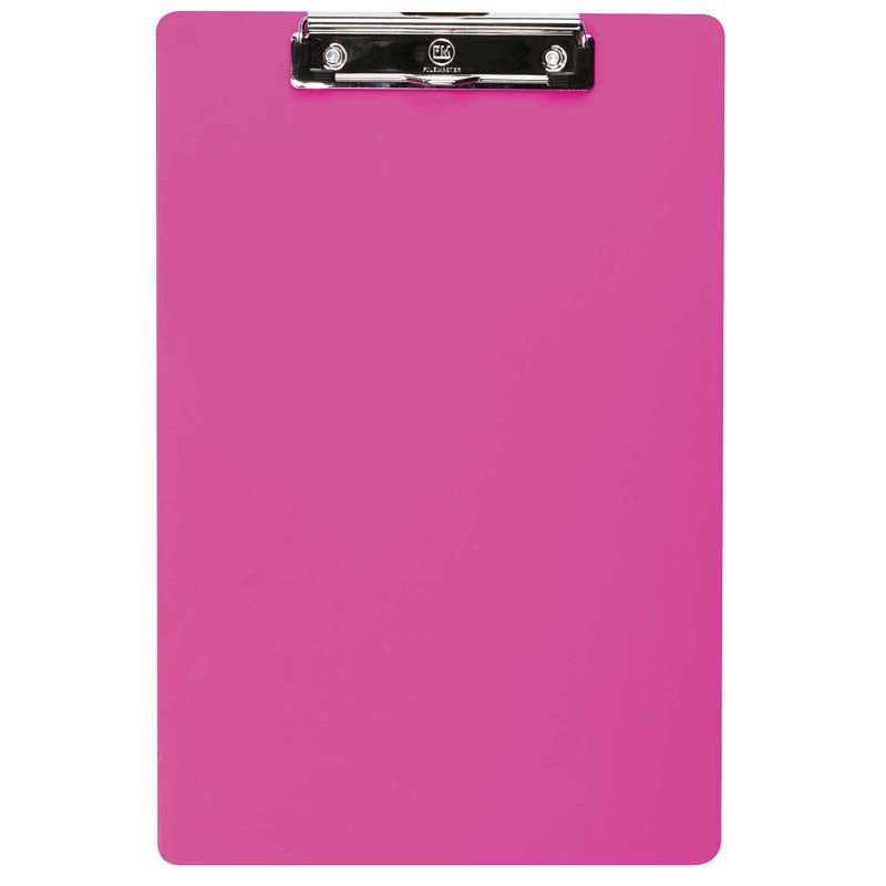 FM Clipboard Neon Pink Foolscap Transparent Plastic - Cafe Supply
