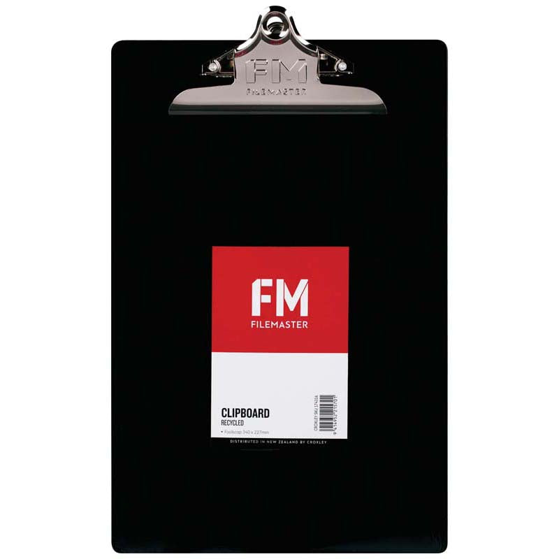 FM Clipboard Black Recycled Plastic Foolscap - Cafe Supply