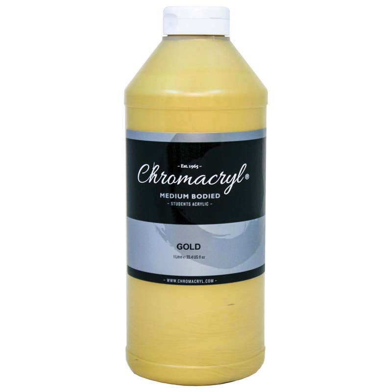 Chromacryl Acrylic Paint Student 1 Litre Gold - Cafe Supply