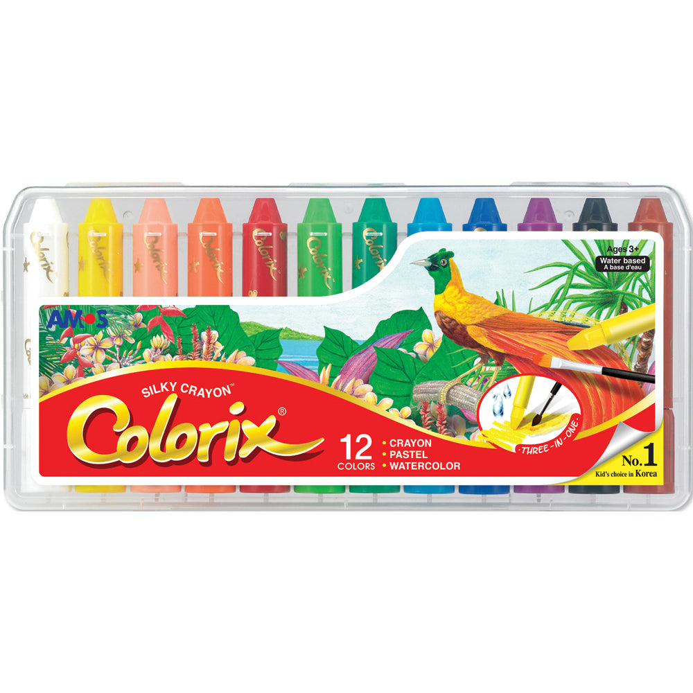 Amos Colorix Silky Crayon Classic Colours Pack 12 - Cafe Supply
