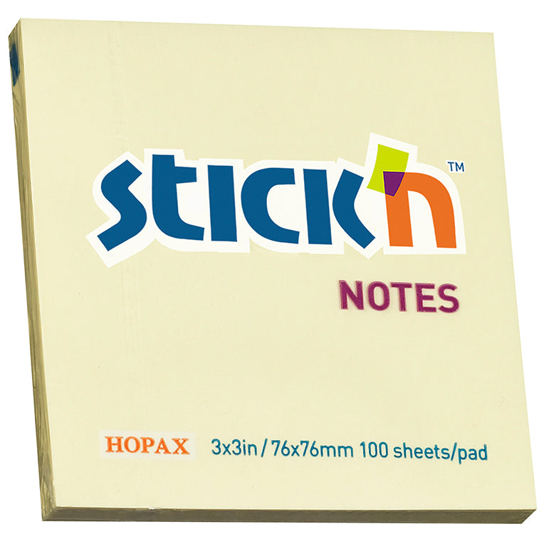 Stick'n Note Yellow 76x76mm 100 Sheet Pad - Cafe Supply