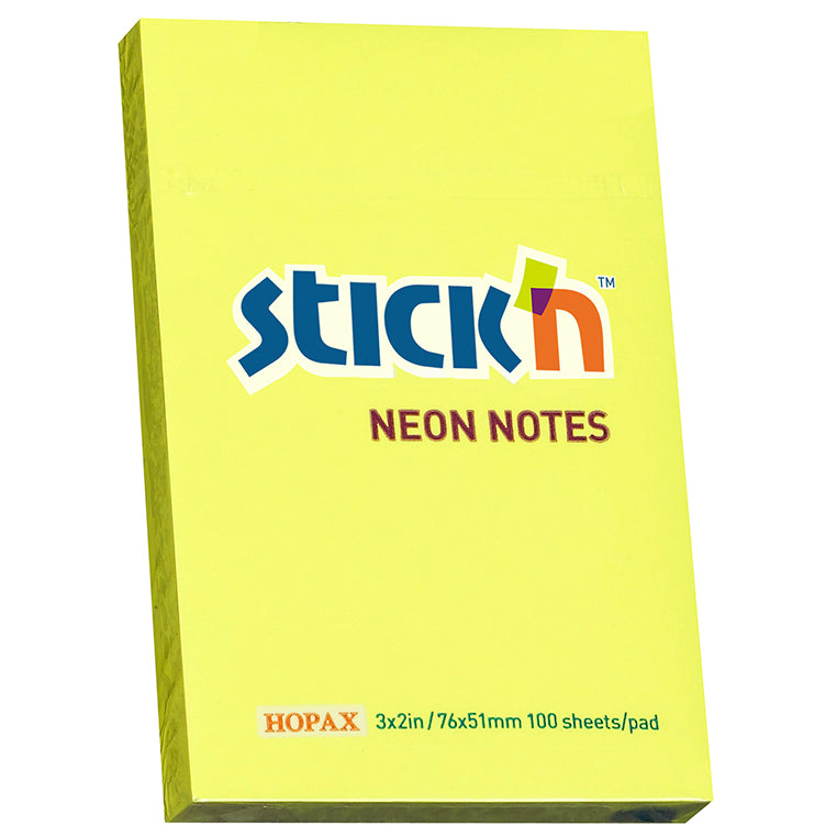 Stick'n Note 76x50mm 100 Sheet Neon Lemon - Cafe Supply