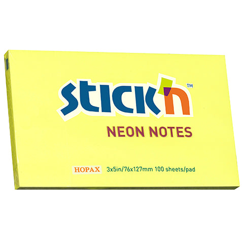Stick'n Notes 76x127mm 100 Sheet Neon Lemon - Cafe Supply