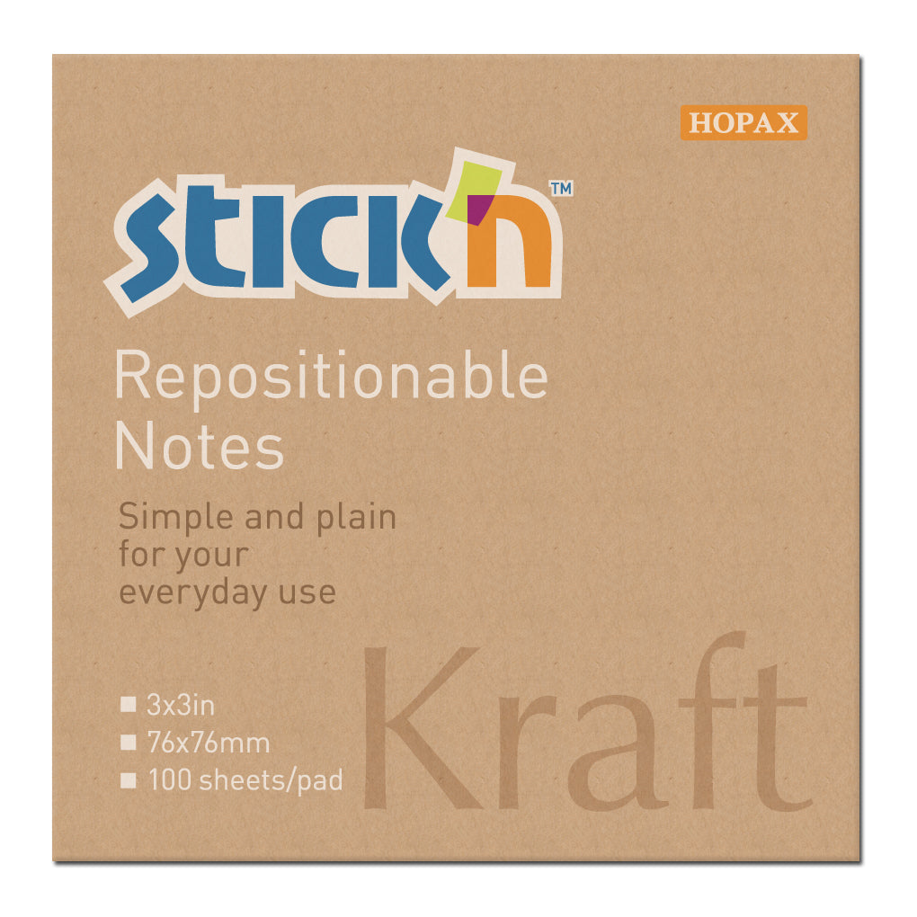 Stick'n Note 76x76mm 100 Sheet Kraft - Cafe Supply