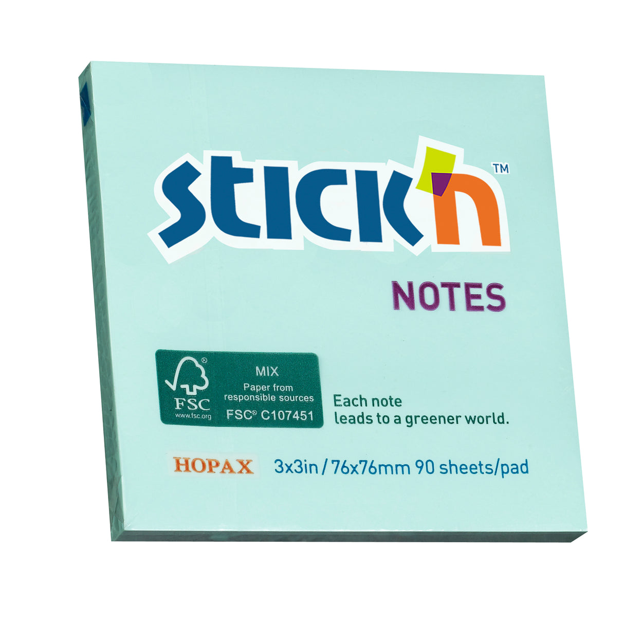 Stick'n FSC Note 76x76mm 90 Sheets Blue - Cafe Supply