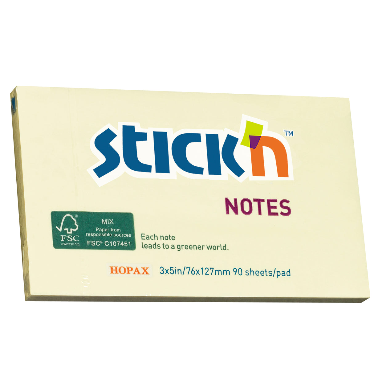 Stick'n FSC Note 76x127mm 90 Sheets Yellow - Cafe Supply