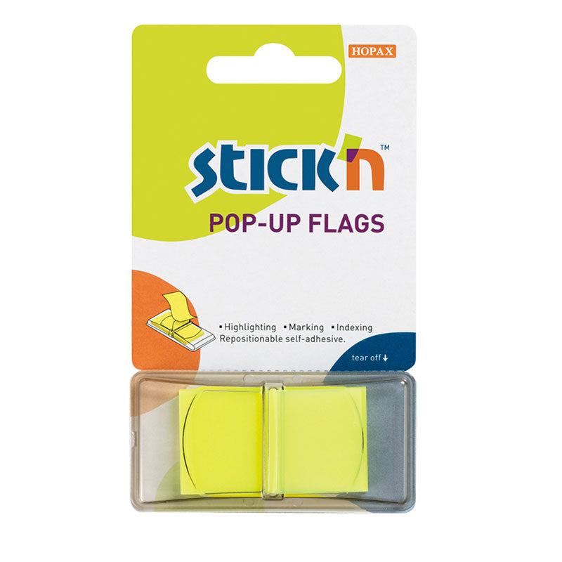 Stick'n Pop Up Flags Yellow Neon 45x25mm 50 Sheets - Cafe Supply