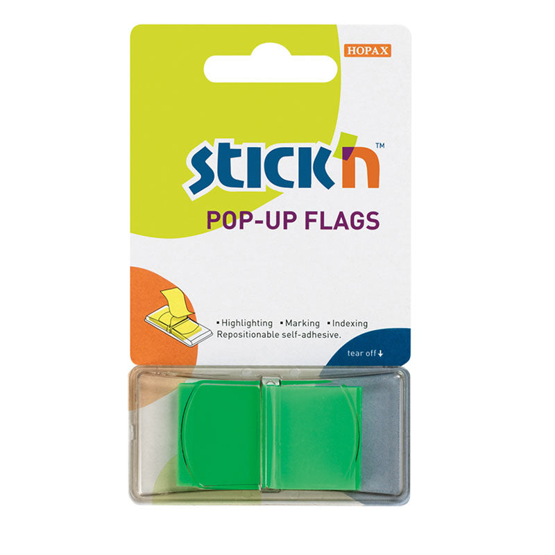 Stick'n Pop Up Flags Green Neon 45x25mm 50 Sheets - Cafe Supply