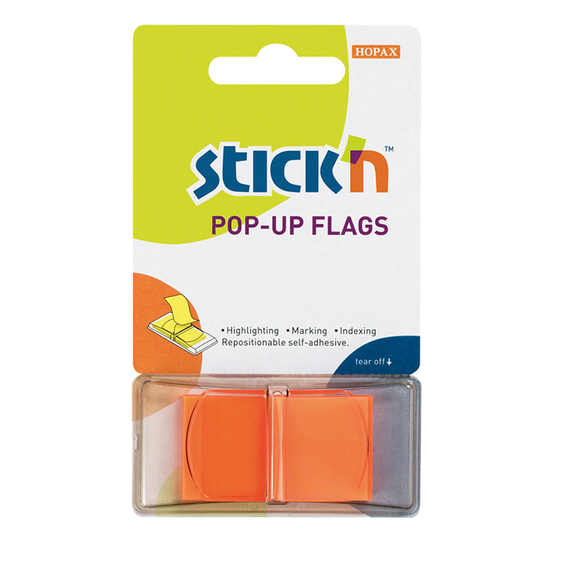 Stick'n Pop Up Flags Orange Neon 45x25mm 50 Sheets - Cafe Supply