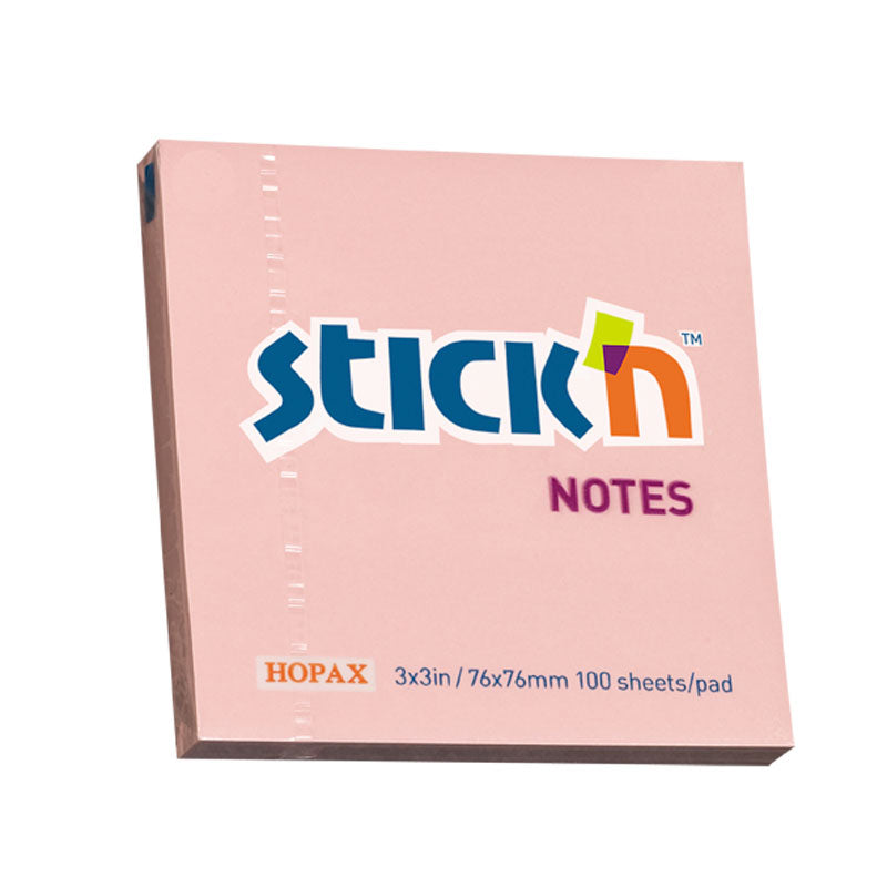 Stick'n Notes Pink 76x76mm 100 Sheet Pad - Cafe Supply