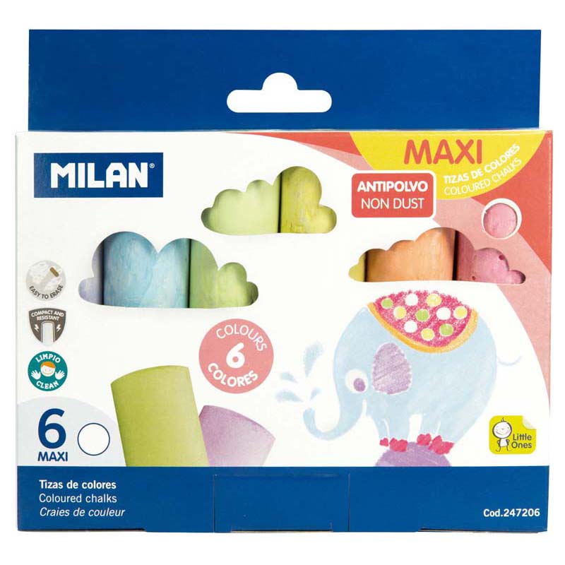 Milan Non Dust Maxi Chalk Pack 6 - Cafe Supply