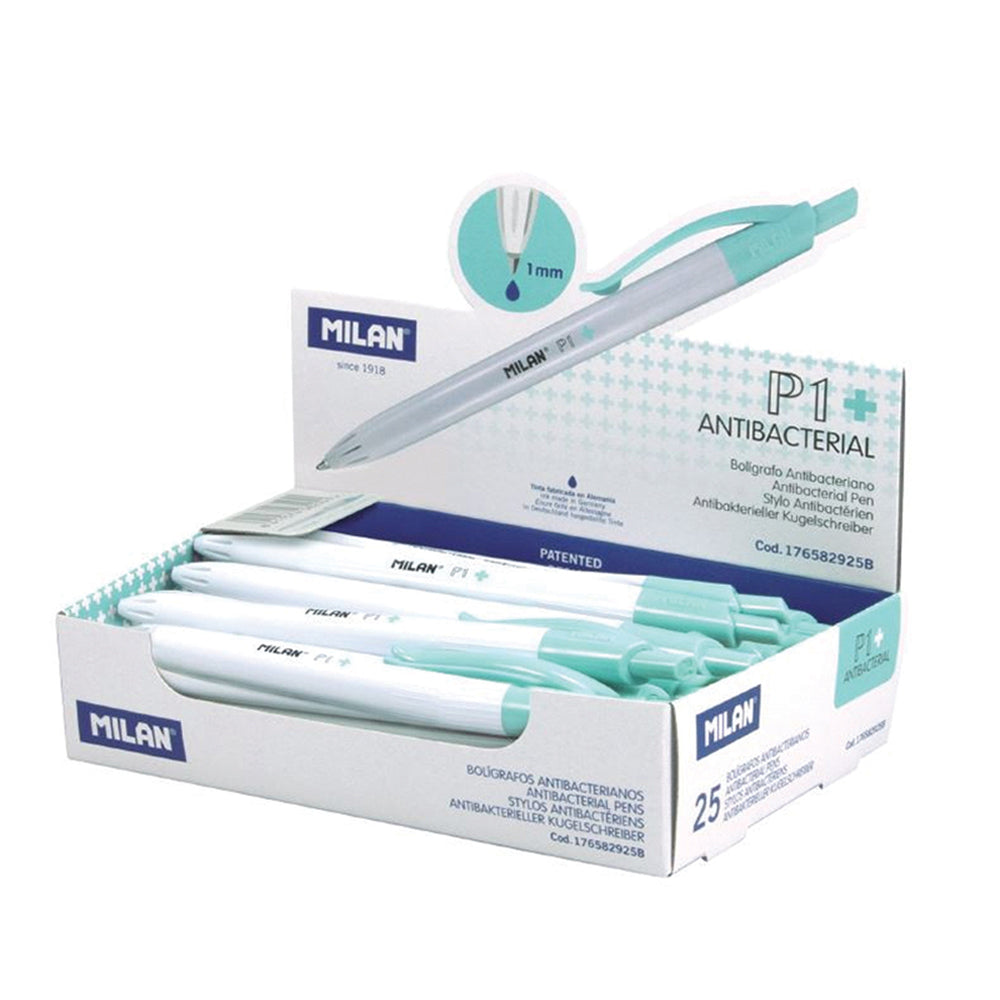 Milan P-1 Antibacterial Ballpoint Pens Blue Ink - Cafe Supply