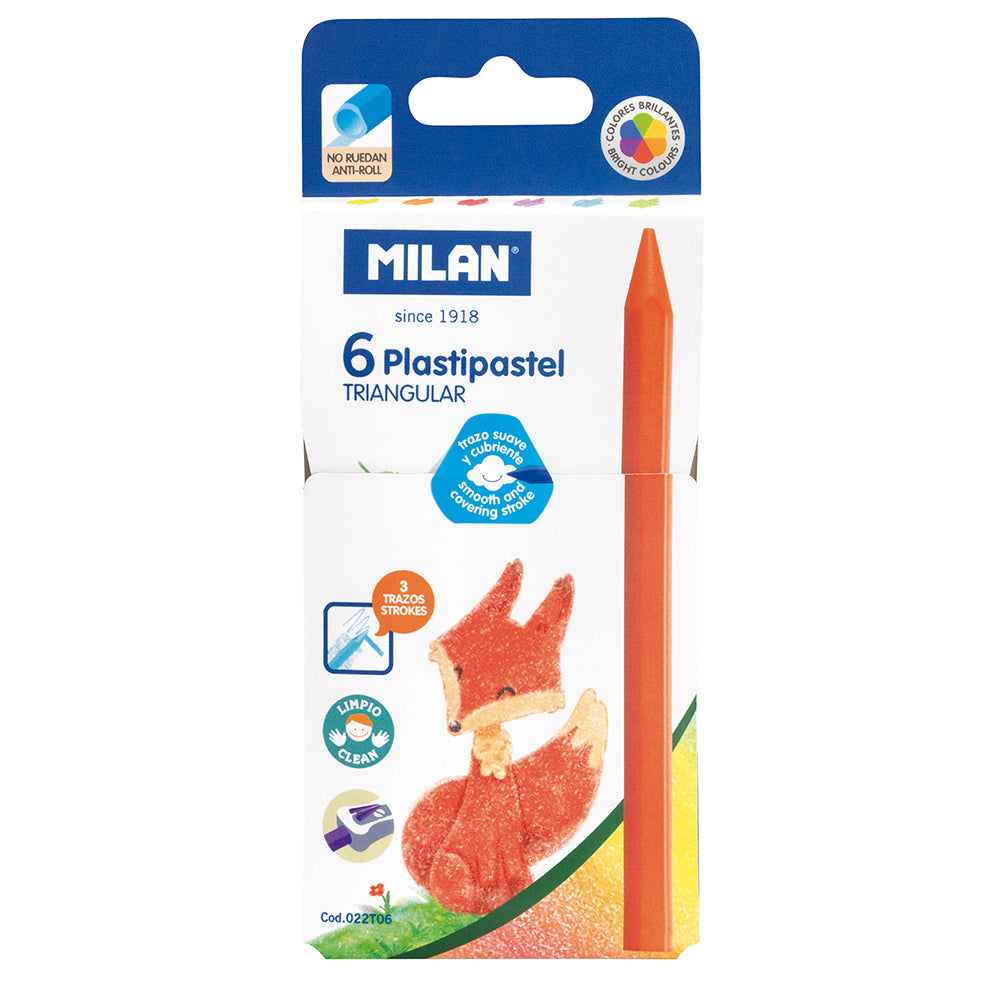 Milan Plastipastel Triangular Pack 6 Assorted Colours - Cafe Supply