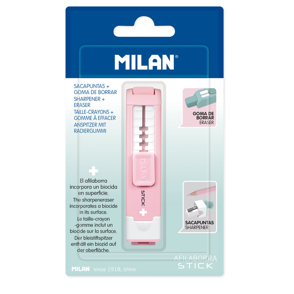 Milan Anti-Bacterial Stick Sharpener Eraser Pink - Cafe Supply