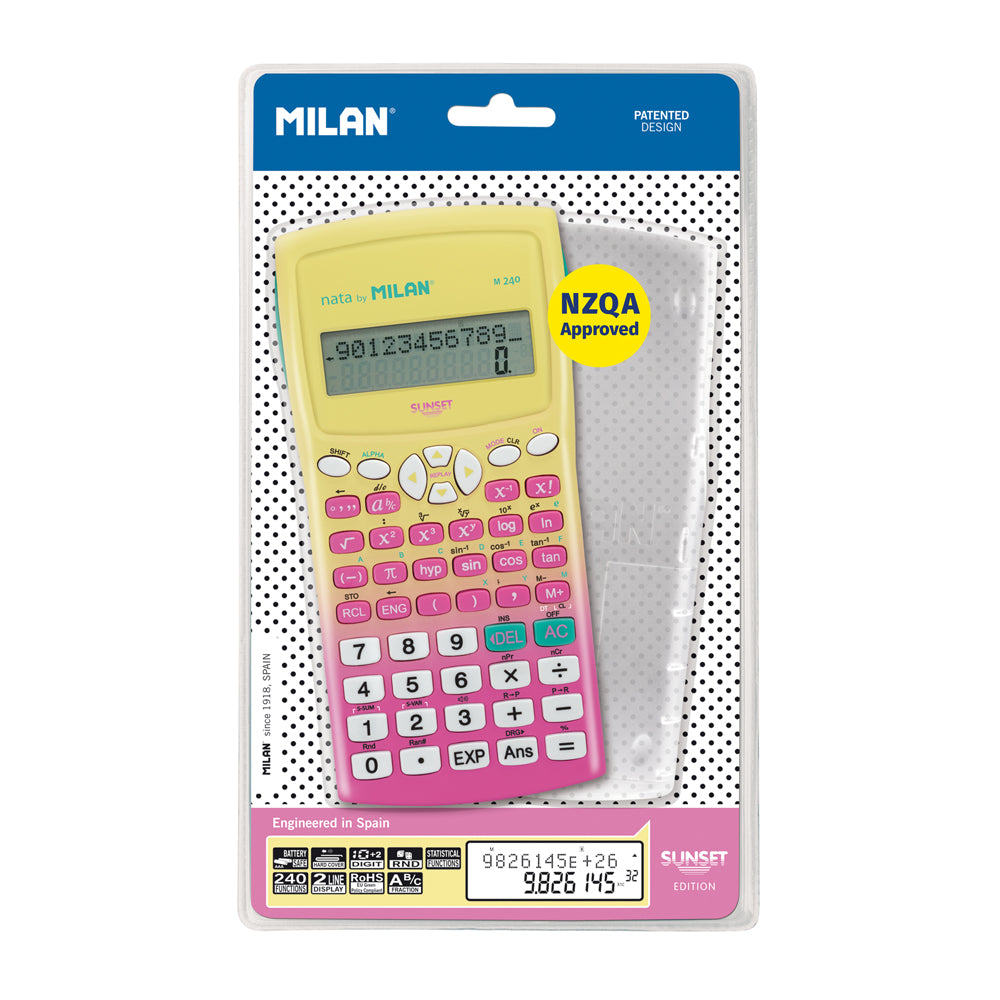 Milan Scientific Calculator Sunset Pink Yellow - Cafe Supply