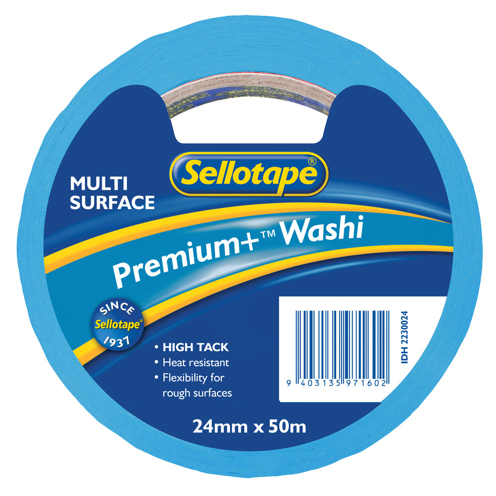 Sellotape Washi Premium+ Multi Surface 24mm x 50m - Cafe Supply