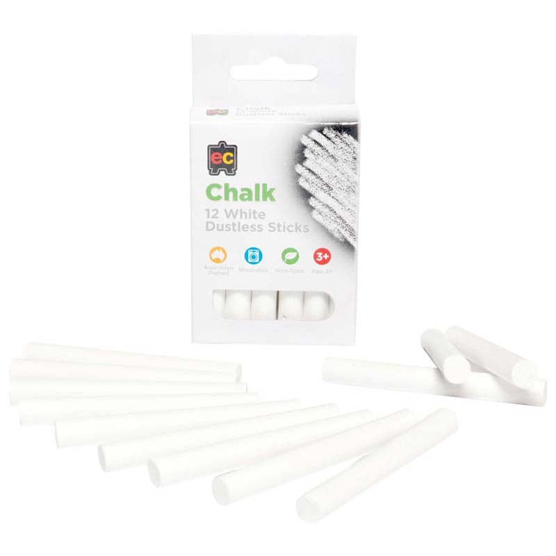 EC Dustless Chalk White 12 Pack - Cafe Supply