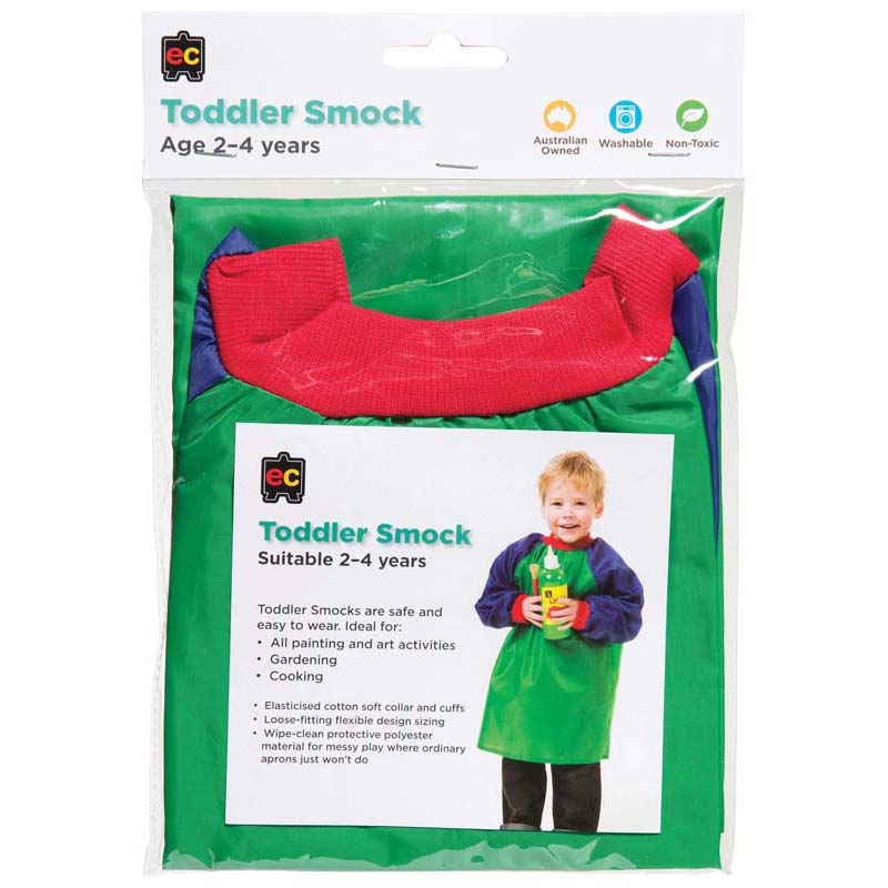 EC Smock Toddler 2-4 Year Green and Blue - Cafe Supply
