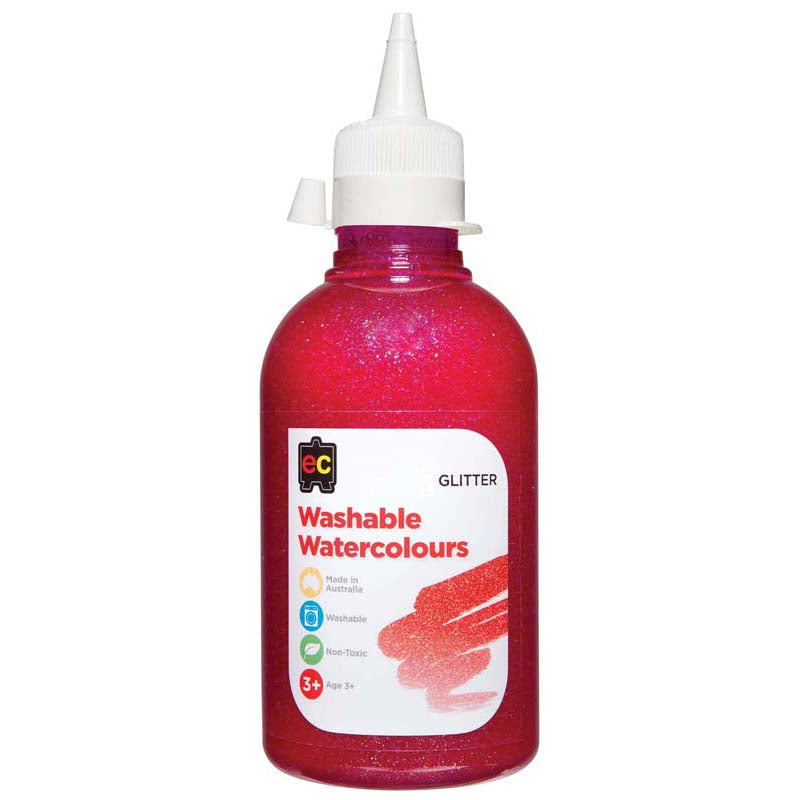 EC Paint Washable Watercolours Glitter 250ml Pink - Cafe Supply