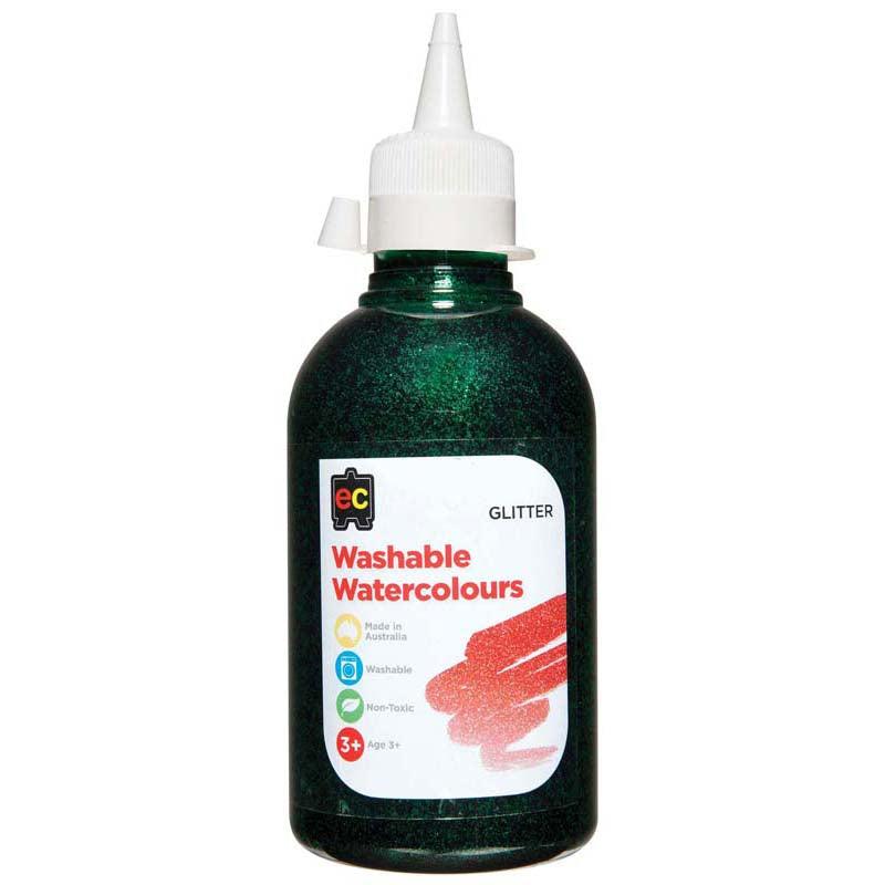 EC Paint Washable Watercolours Glitter 250ml Green - Cafe Supply