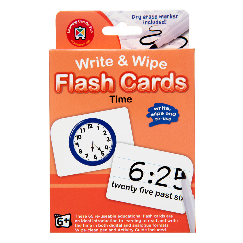 LCBF Write & Wipe Flashcards Time w/Marker - Cafe Supply