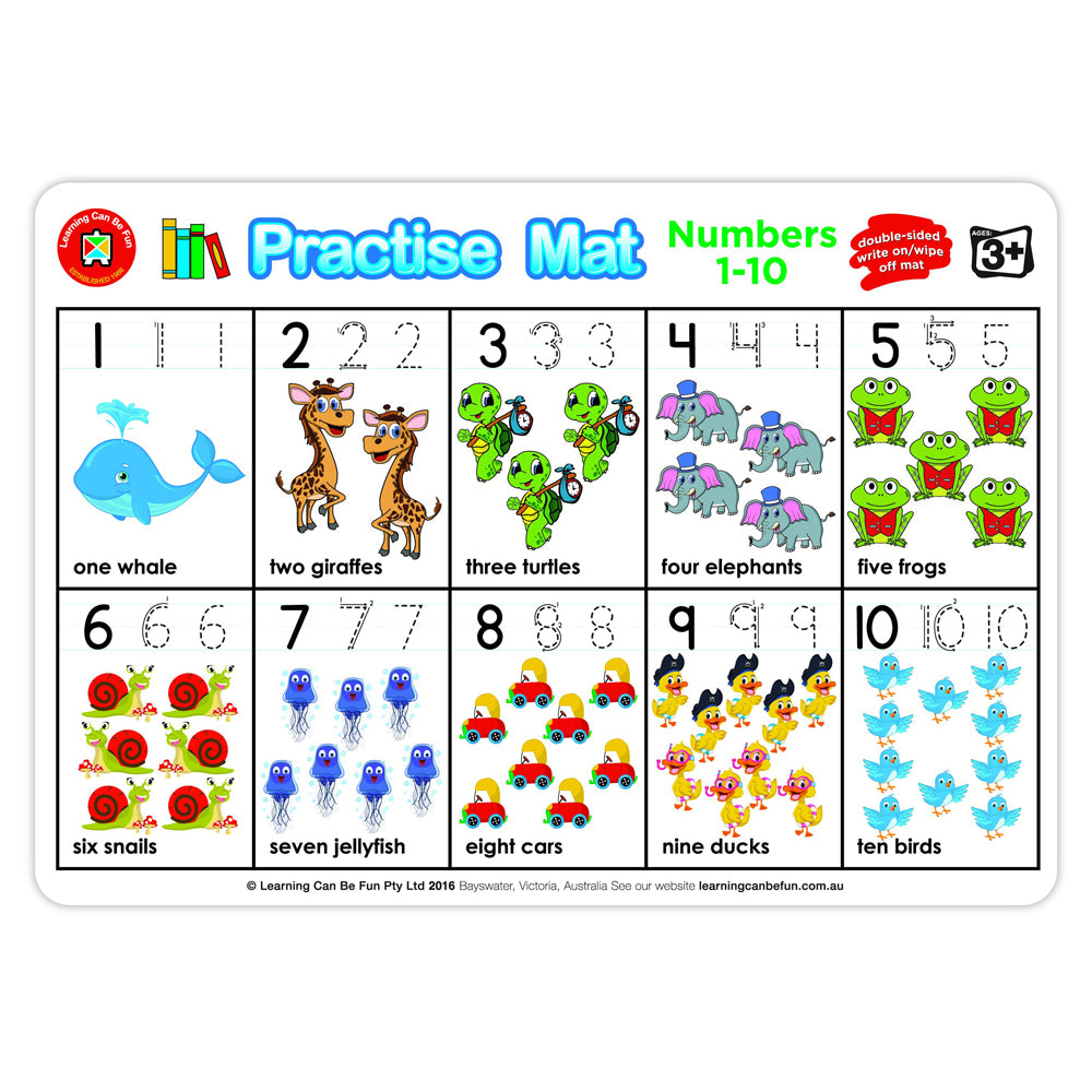 LCBF Practise Mats Numbers 1-10 - Cafe Supply