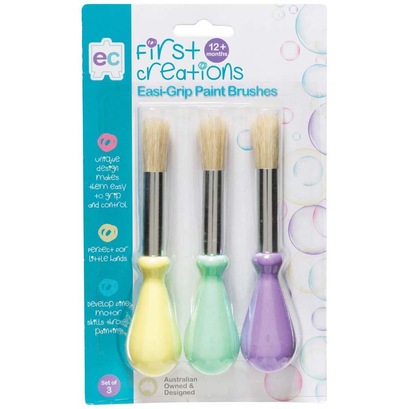 EC First Creations Easi-Grip Paint Brushes Set 3 - Cafe Supply