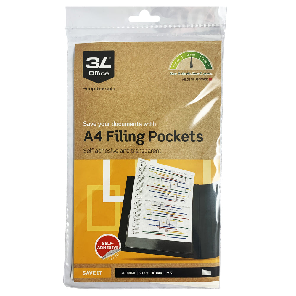 3L Filing Packets A4 217x130mm 5 Pack - Cafe Supply