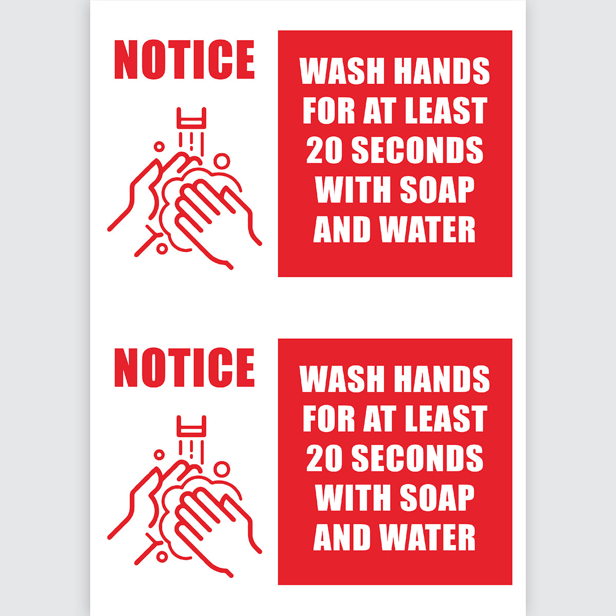 Avery Pre-Printed Self-Adhesive Sign Wash your Hands A4 2up 5 Sheets - Cafe Supply